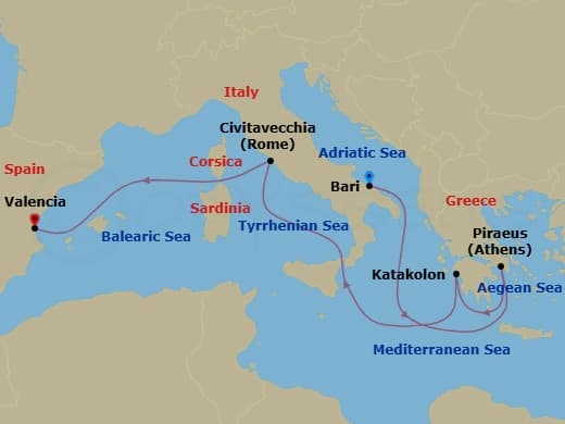 Itinerary map