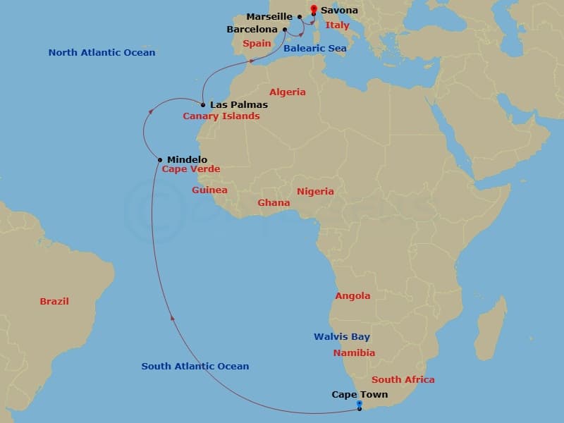 Itinerary map