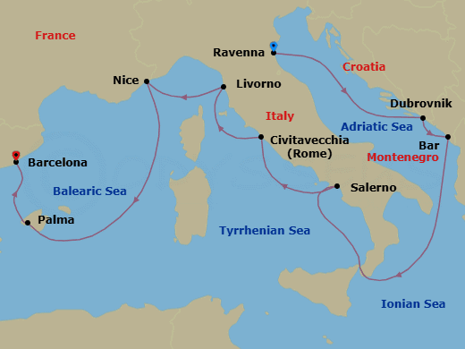 Itinerary map