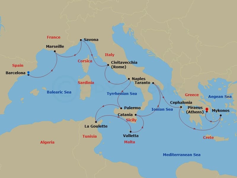 Itinerary map