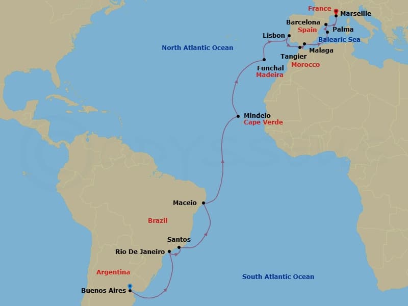 Itinerary map