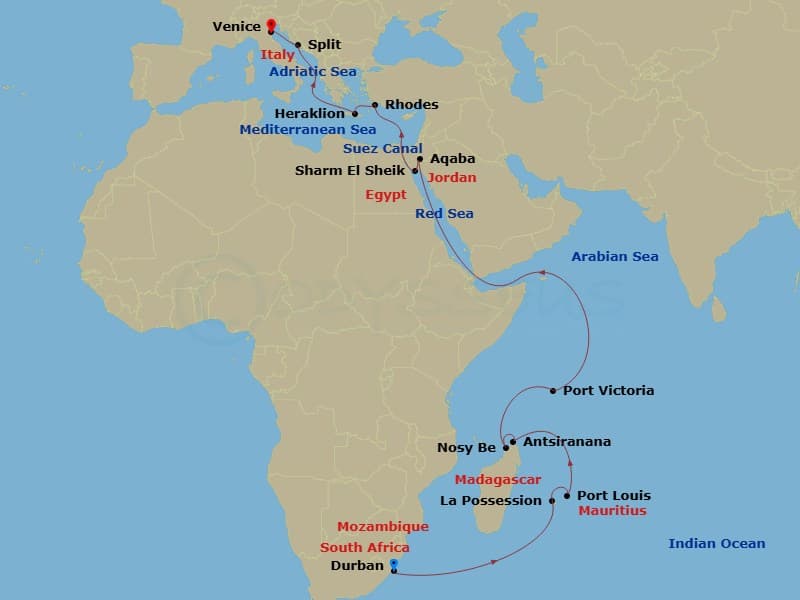 Itinerary map