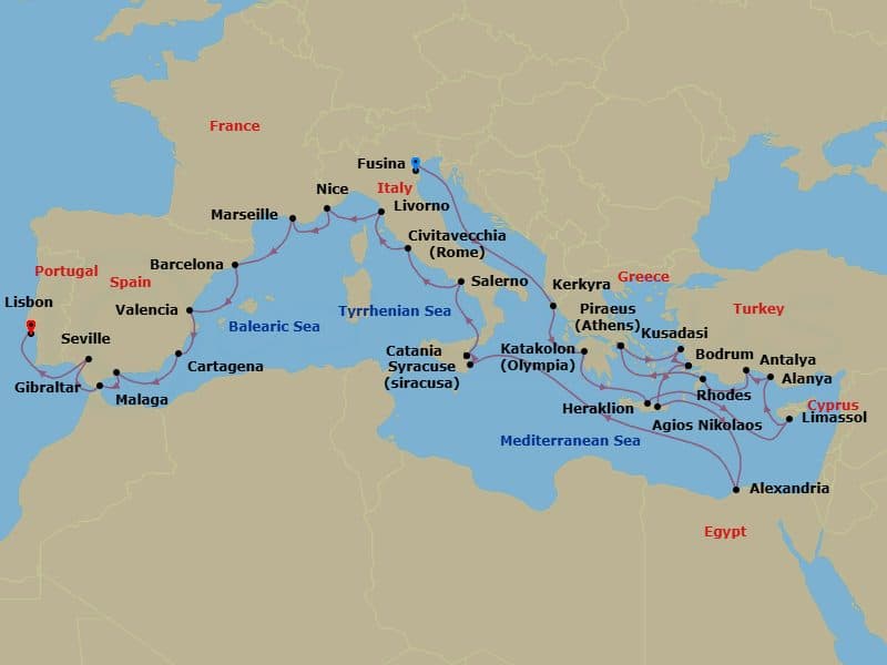 Itinerary map
