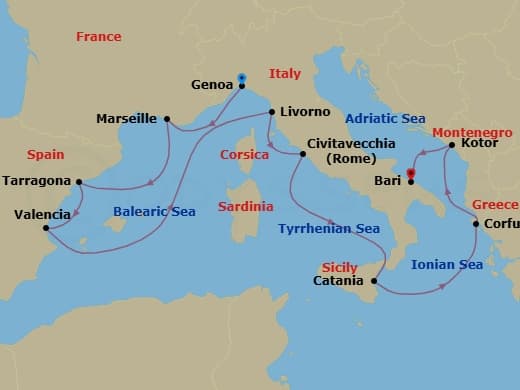 Itinerary map