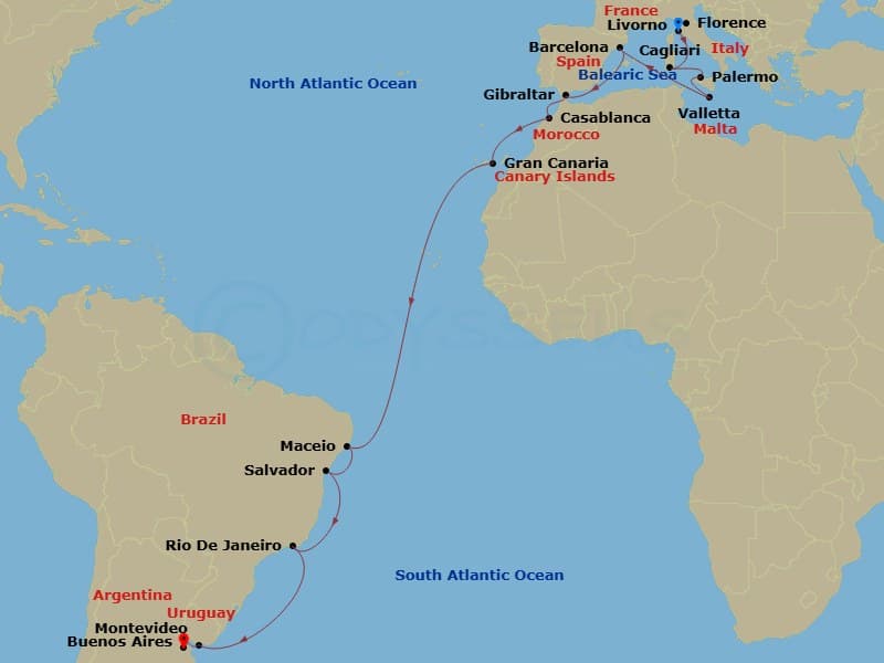 Itinerary map