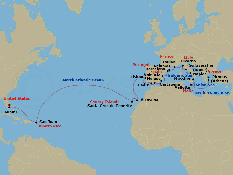 Itinerary map
