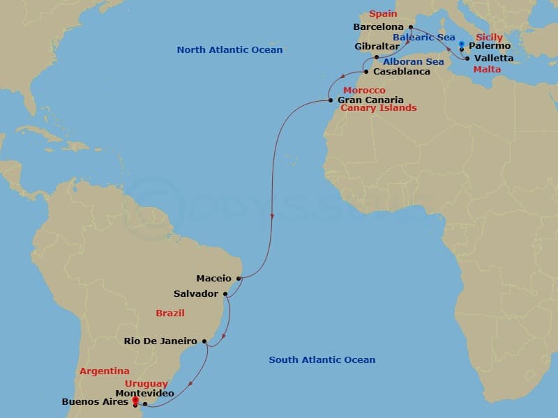 Itinerary map