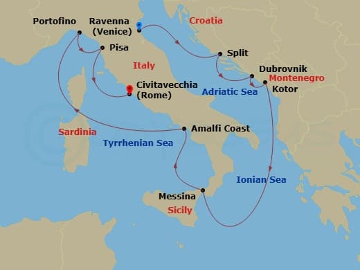Itinerary map