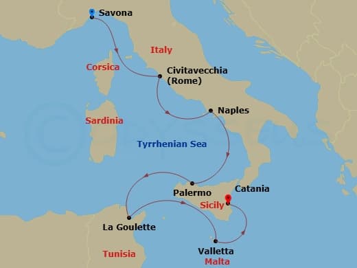Itinerary map