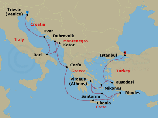 Itinerary map