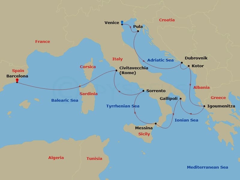 Itinerary map
