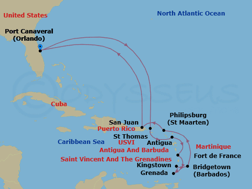 Itinerary map