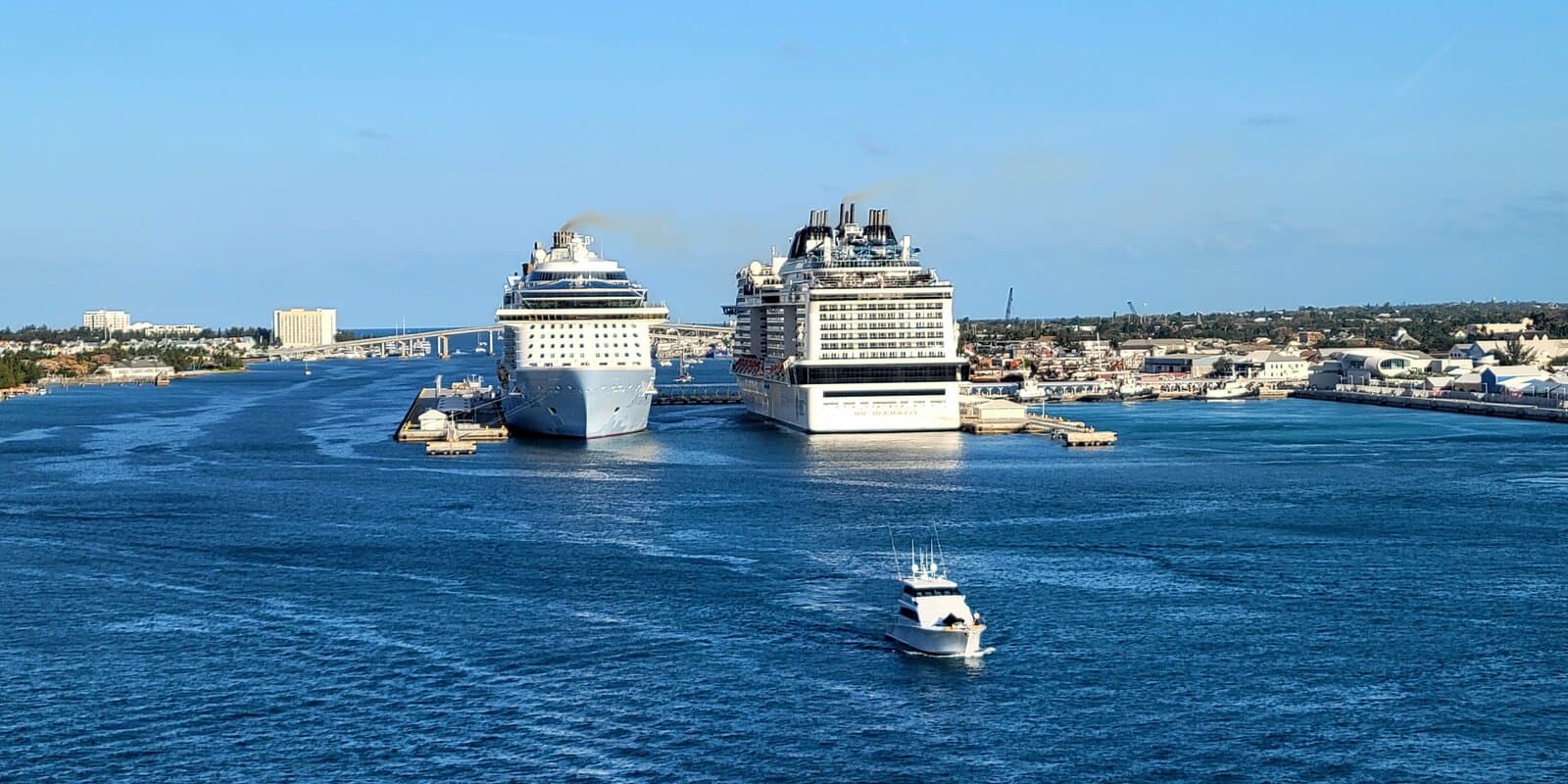 Cruise ships at the Nassau cruise port in the Bahamas