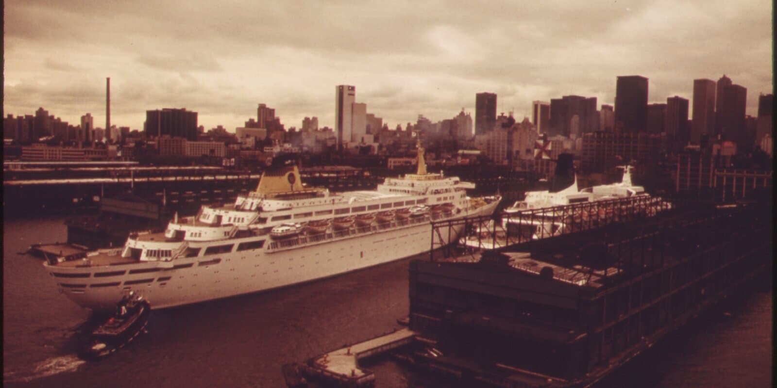 Cruise ships docked in New York Harbor