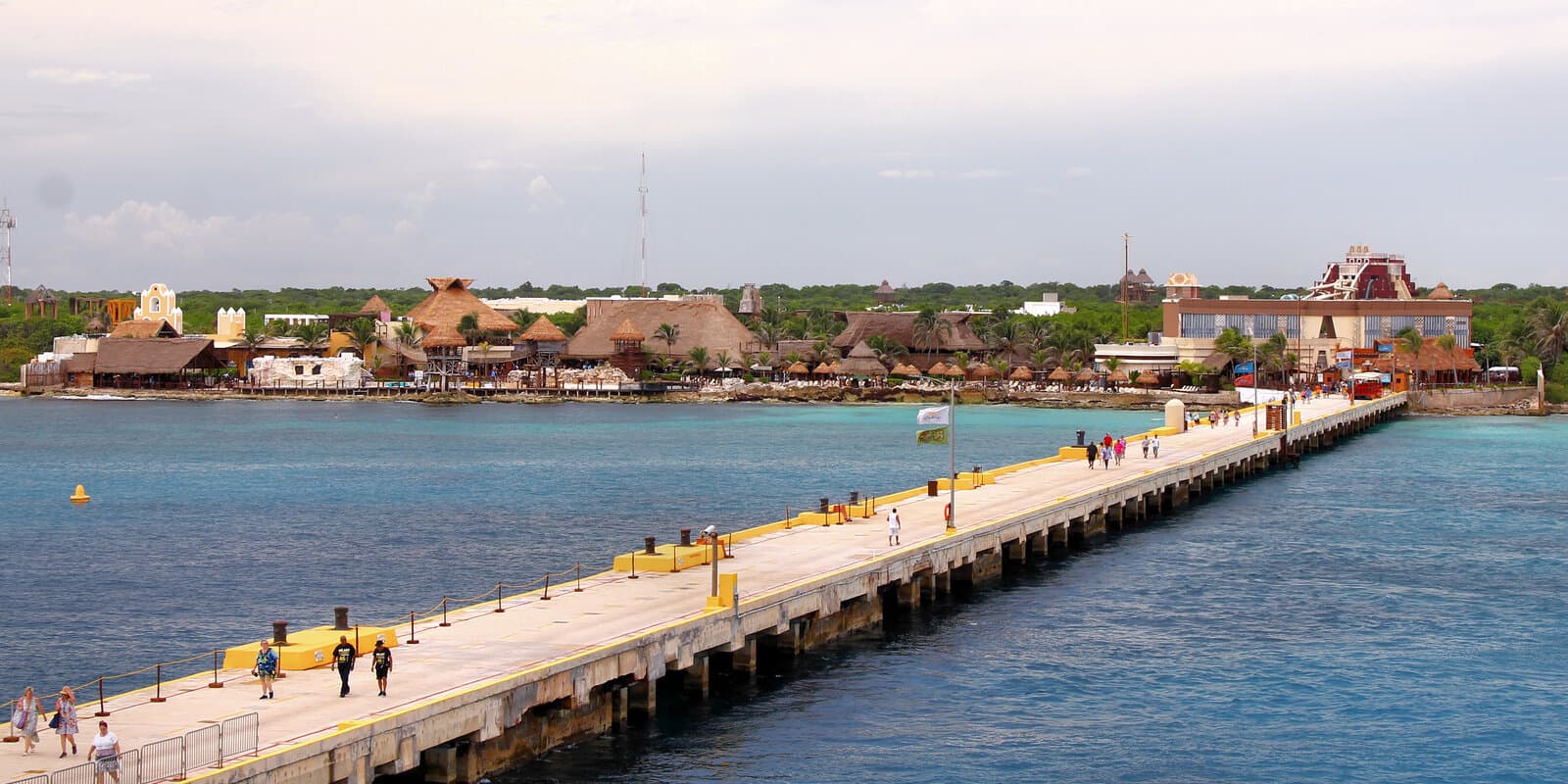 Cruise port piers and terminal buildings at Costa Maya, Quintana Roo, Mexico
