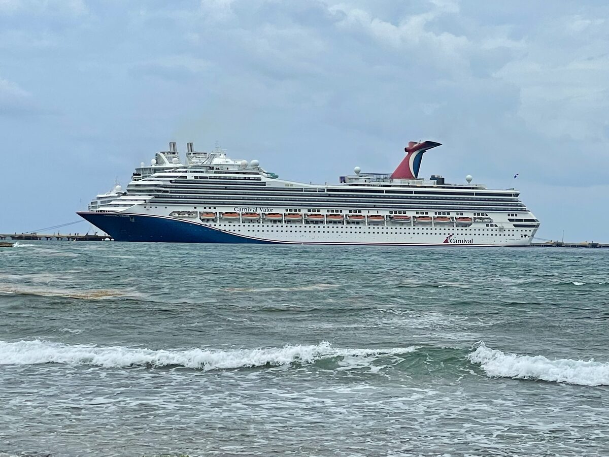 Cruise ships docked at the Costa Maya pier in Quintana Roo, Mexico