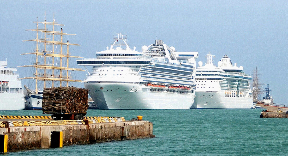 Cruise ships docked at the Civitavecchia cruise port near Rome, Italy