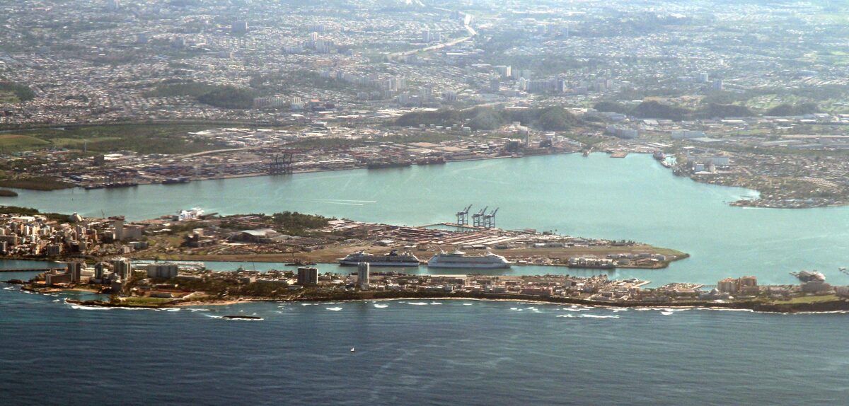Two cruise ships docked at the Pan American cruise pier in San Juan, Puerto Rico